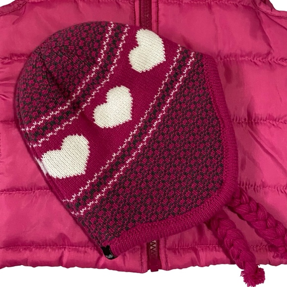 Osh Kosh Girls Pink Sz 3T Puffy Vest & Kombi Pink Heart Fleece Lined Hat. - Picture 12 of 15